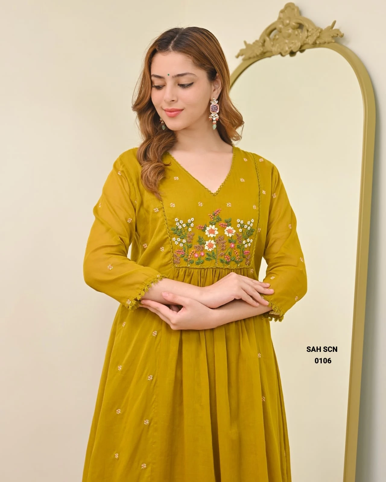 WOMEN'S PURE VISCOSE MUL CHANDERI EMBROIDERY WORK WITH  KURTA SETS
